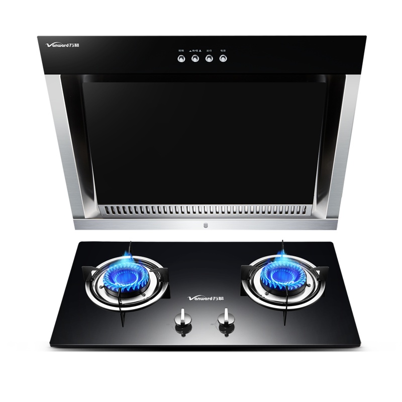 万和(Vanward)侧吸式抽油烟机燃气灶具烟灶套餐套装吸油烟机两件套 J220A+B8-L318XW 天然气