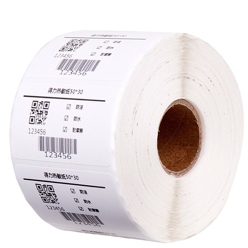 得力(deli)50*30mm三防热敏标签打印纸电子面单不干胶打印纸1000张*1卷12003