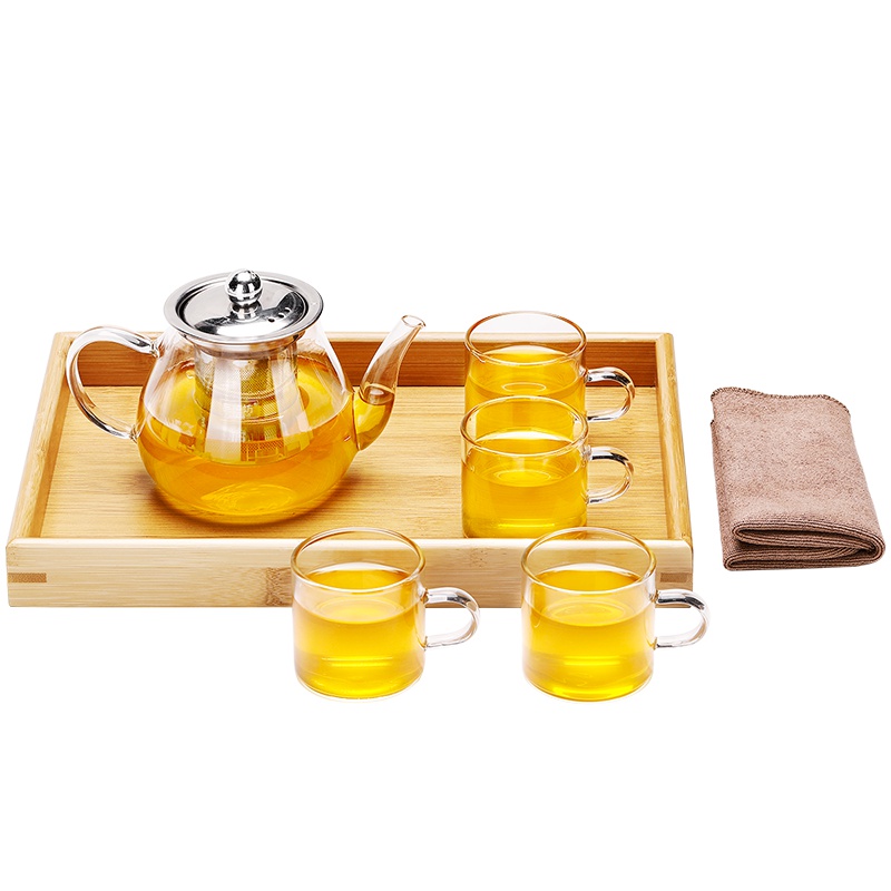 領藝 玻璃功夫茶具套装家用泡茶壶茶杯套装 冰衔钢漏1壶4杯