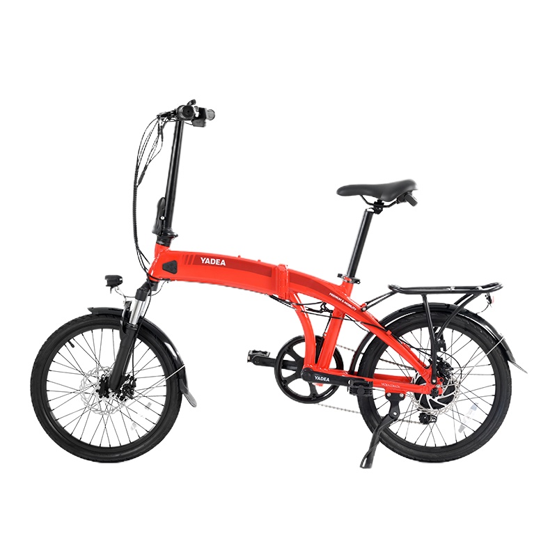 雅迪 yadea 电动车新款锂电池折叠车YF100休闲骑行男女骑行快速折叠电踏车电动车 烈日红