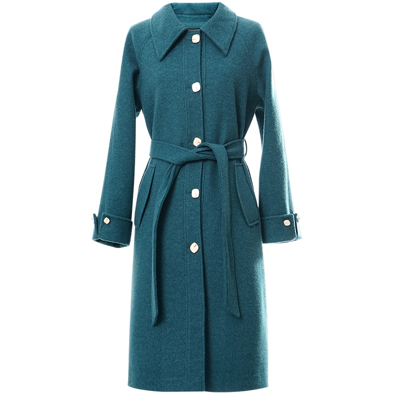 OUNIXUE欧昵雪 | [休闲气质纯色呢子大衣]冬季干练翻领中长款毛呢女士外套