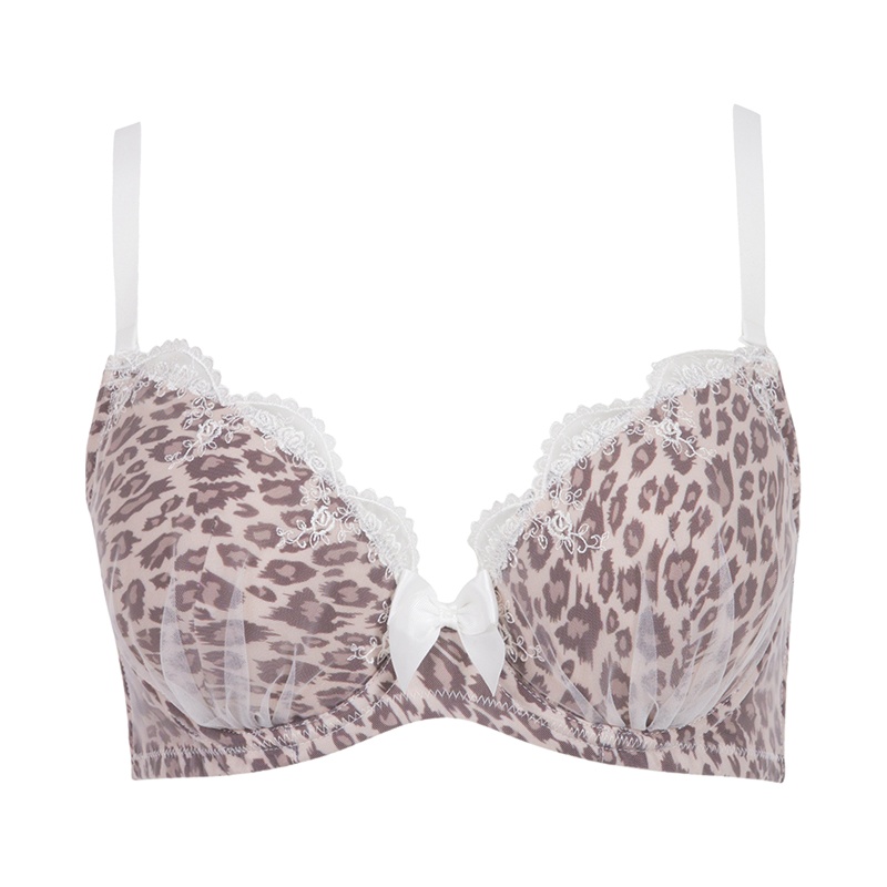 古今内衣 3/4褶皱网纱与印花罩杯相结合薄款文胸 0G8870