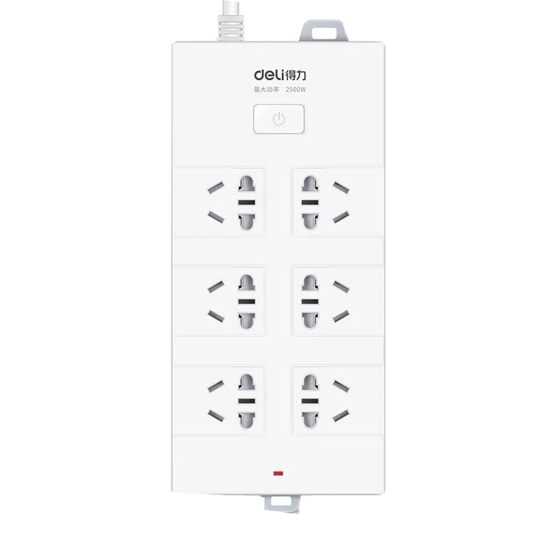 得力18168-10电源插座6组合插孔10米全长插排插座电源板家用商用