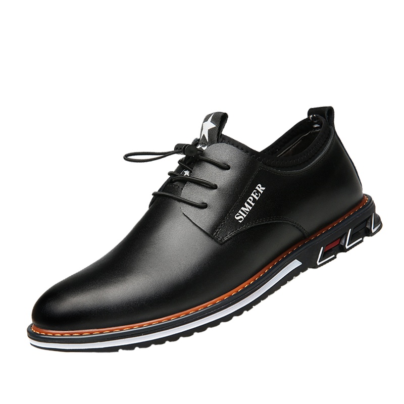 牧伦奴仕(MULUNUSHI)新款皮鞋男士休闲鞋商务正装皮鞋懒人鞋二层牛皮(除牛反绒)套脚皮鞋一脚蹬男鞋四季黑36799