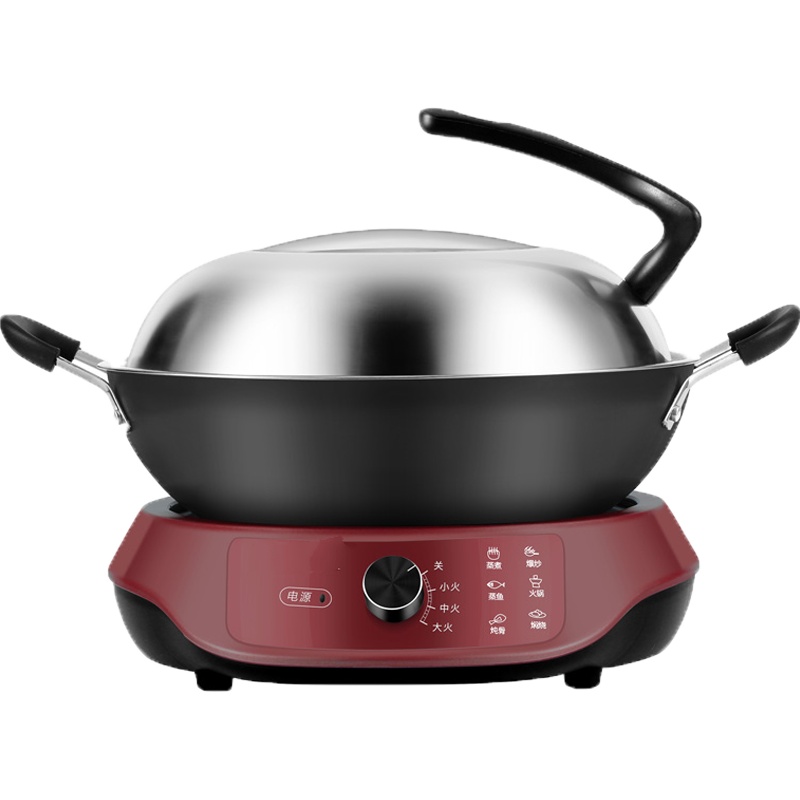 电炒锅分体式炒菜蒸煮一体法耐(FANAI)多功能家用不粘大容量铸铁电热火锅
