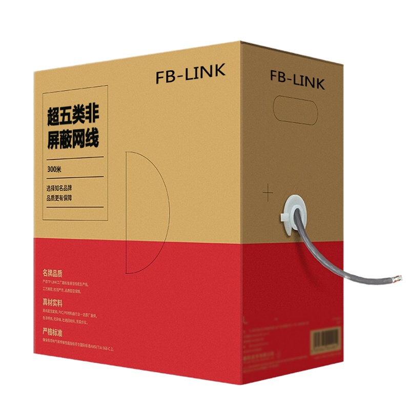 FB-LINK 超五类网线[工程版0.5mm无氧铜线芯]CAT5e类非屏蔽网线 家装网络布线监控专用300米