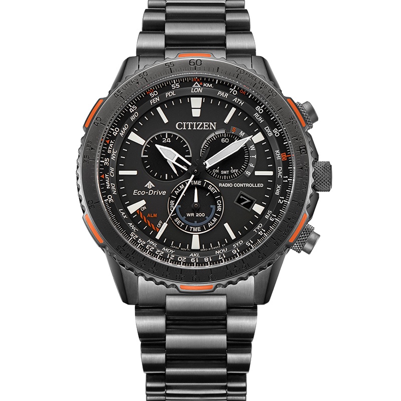 西铁城(CITIZEN)手表男士日本光动能多局电波大表盘深层防水运动男表CB5007-51H