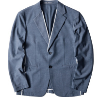 黑鲸薄款休闲西服男2019春季边装饰西装外套男CWXAJ19001A