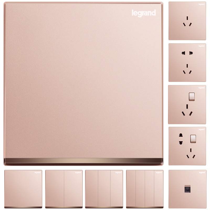 罗格朗(Legrand)开关插座面板官方旗舰店逸景樱花粉色五孔16a多孔一开单双控三孔电脑家用86型暗装墙壁电源插座