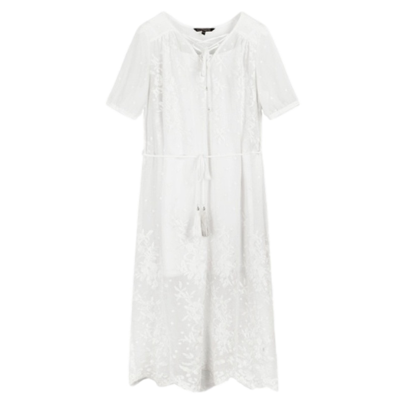 拉夏贝尔雪纺连衣裙女夏季新款韩版修身两件套装吊带短袖中长裙子