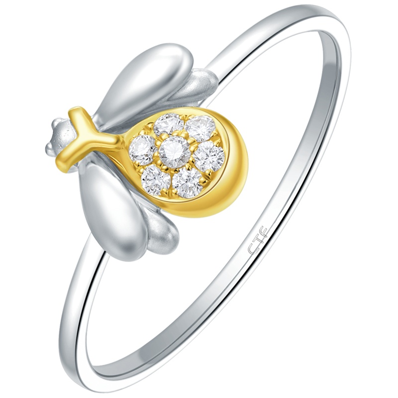 刻字周大福珠宝萤火虫18K金钻石戒指钻戒U168886