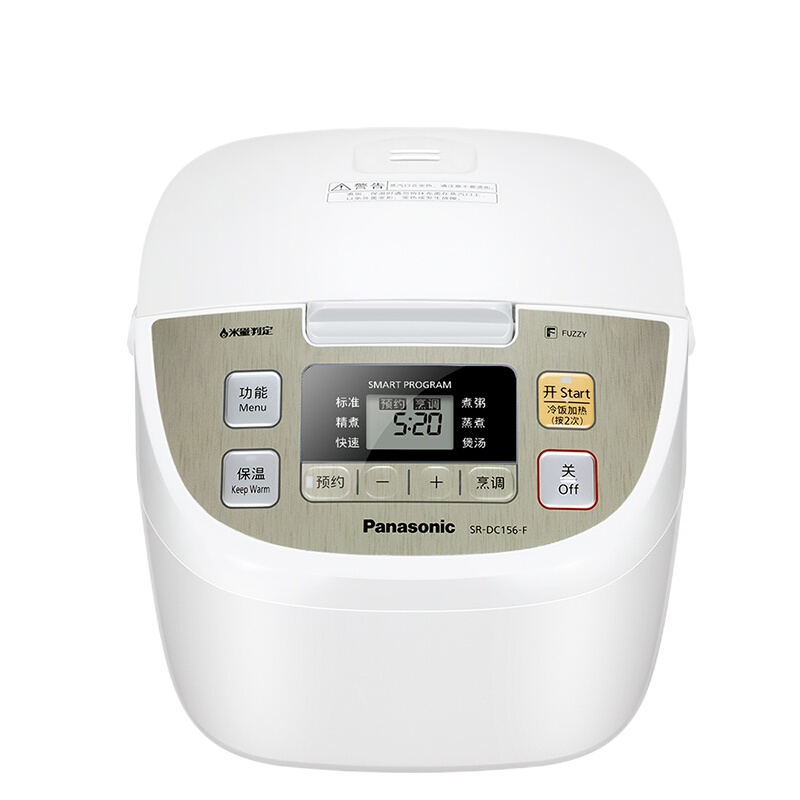 松下(Panasonic)4.2L电饭煲 电饭锅 3-6人 备长炭厚锅 智能烹饪 可预约 SR-DC156-F(金色)