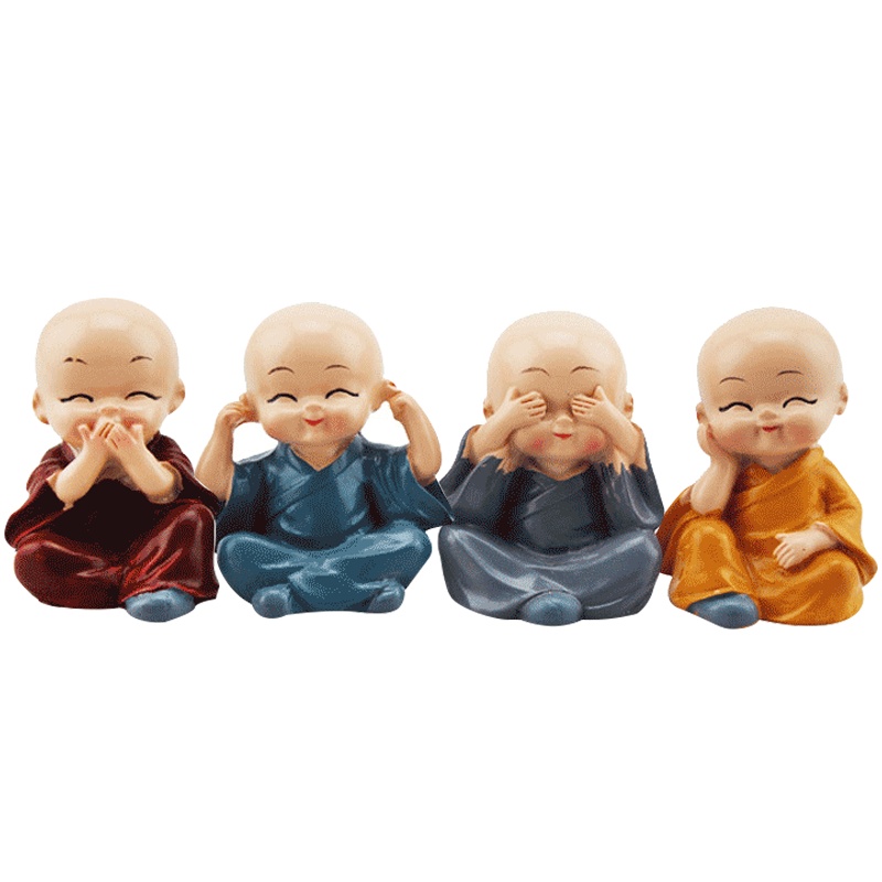 淘尔杰/TAOERJ[四个装]汽车摆件公仔车内玩偶四不小和尚汽车摆件中控台个性创意车载可爱车内车上装饰用品