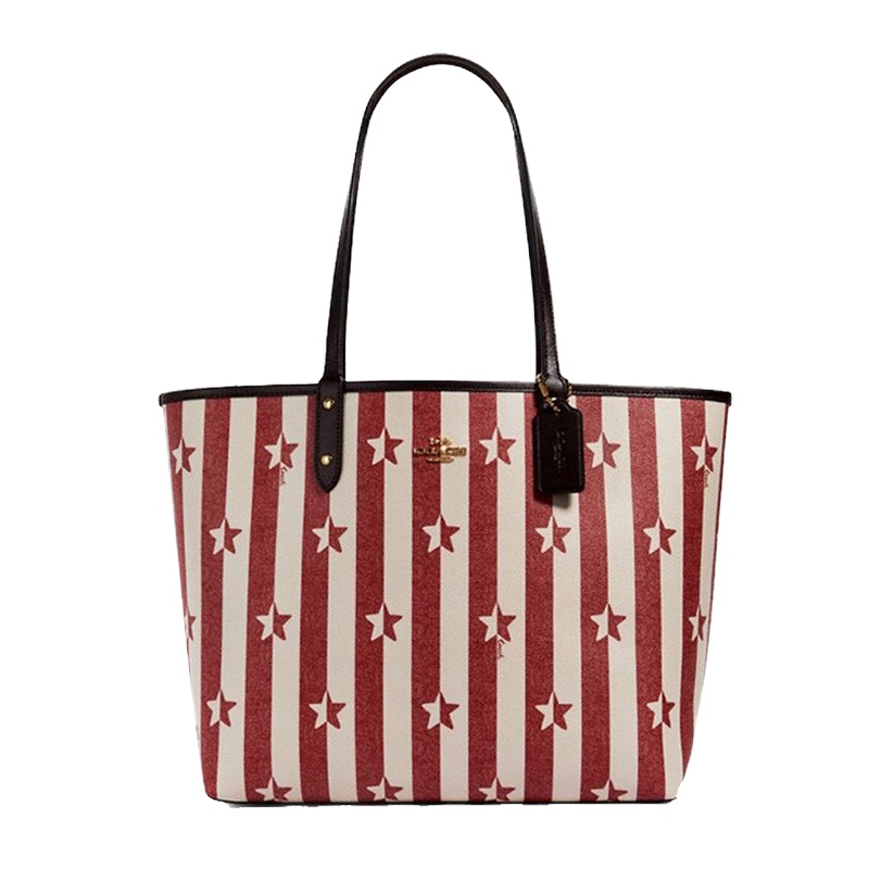 Coach 蔻驰 女士条纹PVC配皮单肩包 F2861IMRCR