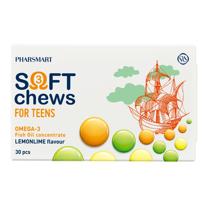 PHARSMART 青年深海鱼油 DHA补脑护眼补充大脑营养 无腥味果冻鱼油 30粒/盒[效期2021年2月]