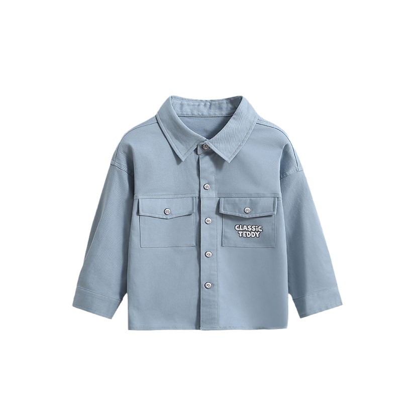 精典泰迪男童衬衫儿童长袖洋气休闲衬衣宝宝秋上衣