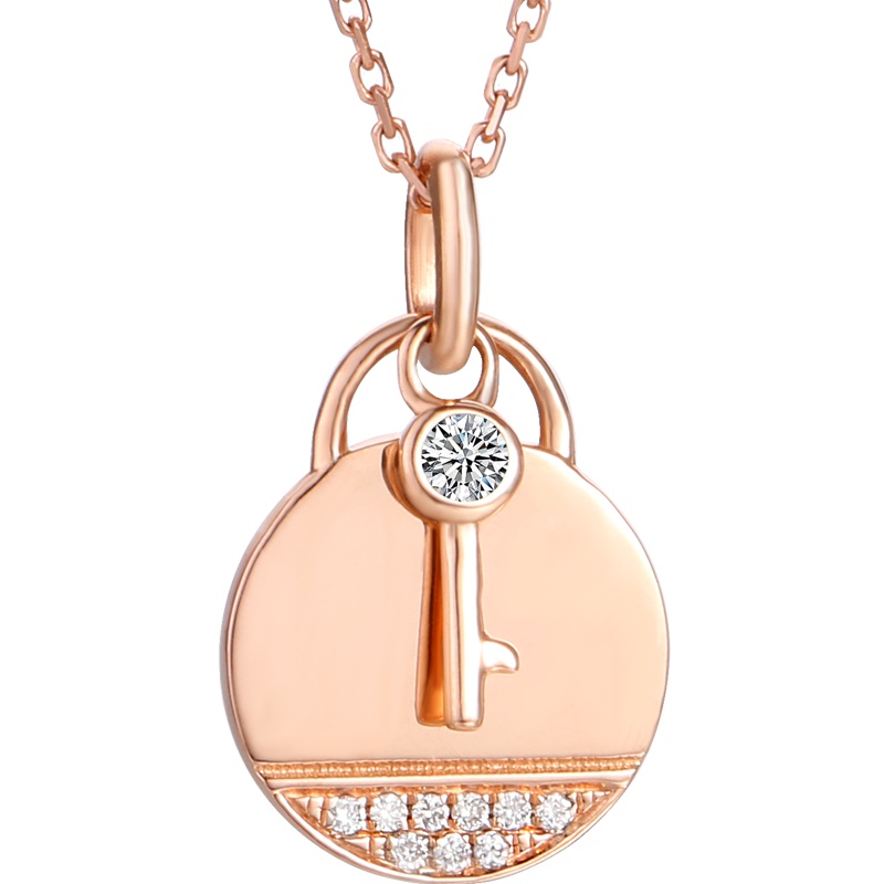 钻石世家 18K金钻石项链 时尚项链女款 送女友情人节礼物 主石1分