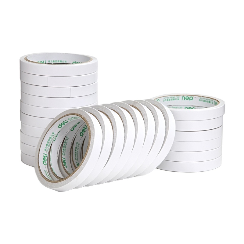 得力 30401 棉纸双面胶带12mm*10y*80um(白)(24卷/袋)