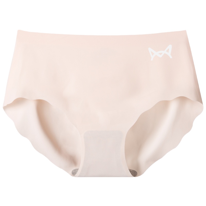 猫人女士中腰蜜桃臀无痕透气女内裤性感三条装