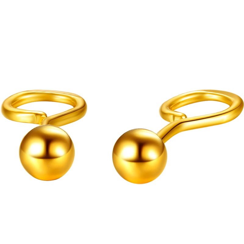 中银金行 黄金光面金耳钉女款 足金999简约时尚耳勾耳钉耳坠耳饰送妈妈