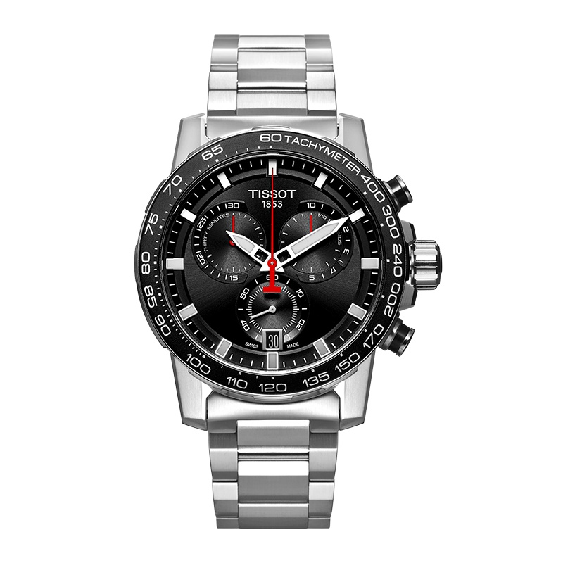 天梭(TISSOT)瑞士手表 速敢系列三盘计时夜光质感钢带男士石英表T125.617.11.051.00