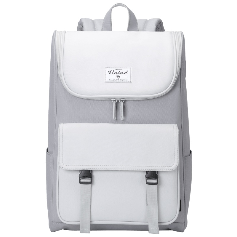 第九城（V.NINE） 情侣款双肩背包女士大容量14英寸电脑包休闲学生书包男