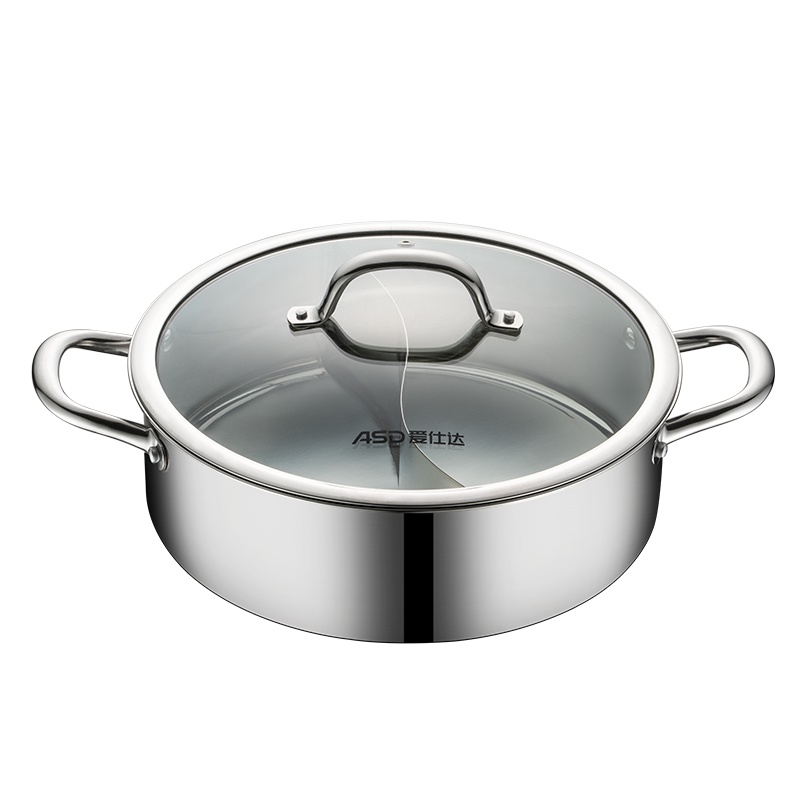 爱仕达(ASD) 火锅32cm304不锈钢不串味炉灶兼容鸳鸯复底火锅FS32H3Q