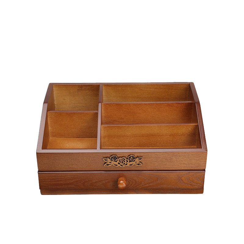 邦禾 化妆品收纳盒实木抽屉式储物盒梳妆台桌面收纳盒整理盒