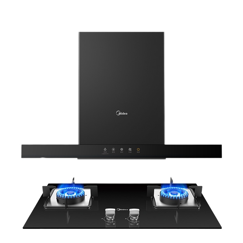 美的(Midea)DJ352R+JZT-Q636B侧吸式/近吸式抽油烟机 天然气燃气灶 烟机灶具两件套 厨电套餐