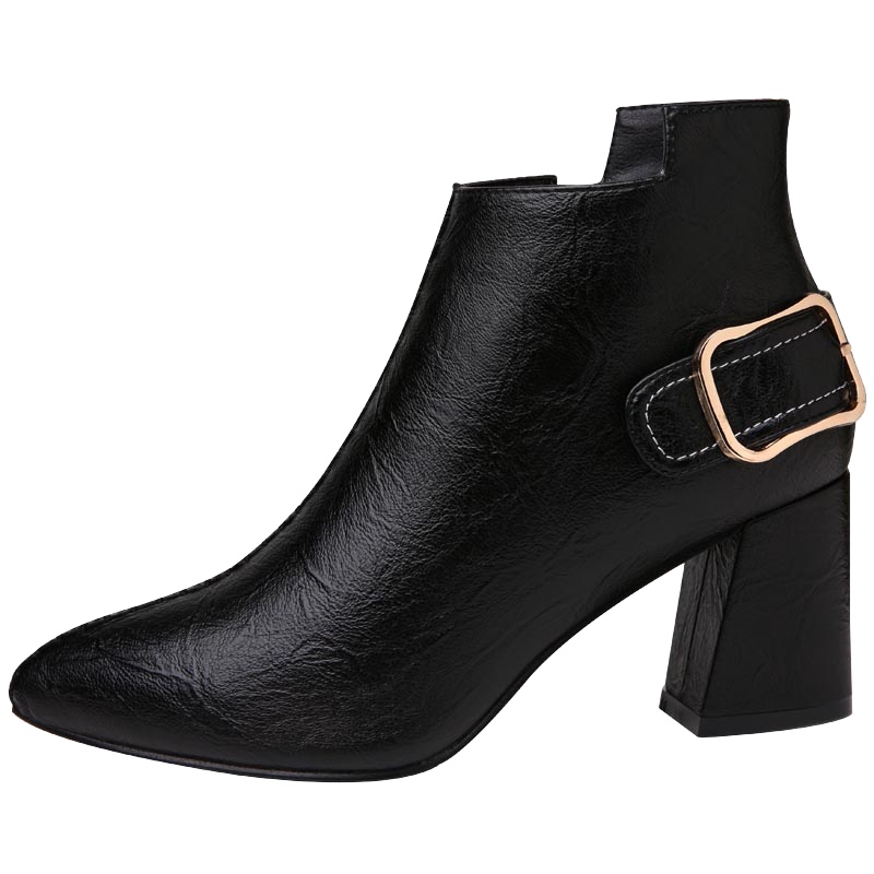 百年纪念Centenary时尚秋冬长毛绒保暖女鞋尖头粗跟短筒女靴1976