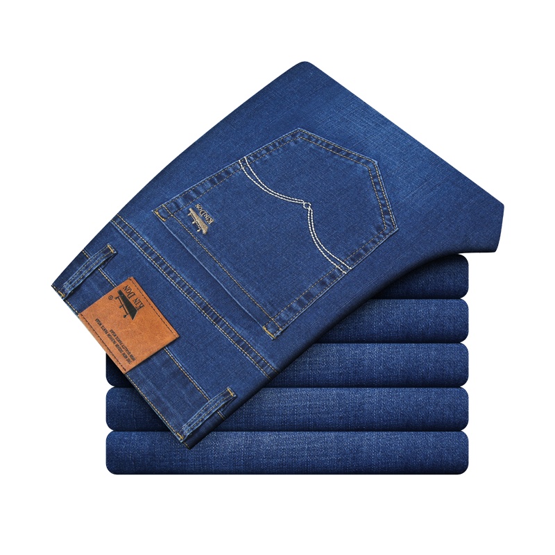 盾(KIN DON)2021秋冬新款男士牛仔裤男中高腰商务直筒弹力牛仔裤 男士休闲裤青中年宽松大码男装长裤子-2-PG