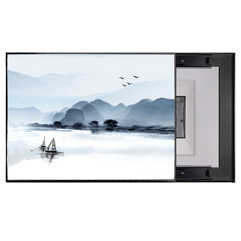 新中式电表箱装饰画免打孔 规格人间仙境A摩登黑框55*45cm左推拉水晶面