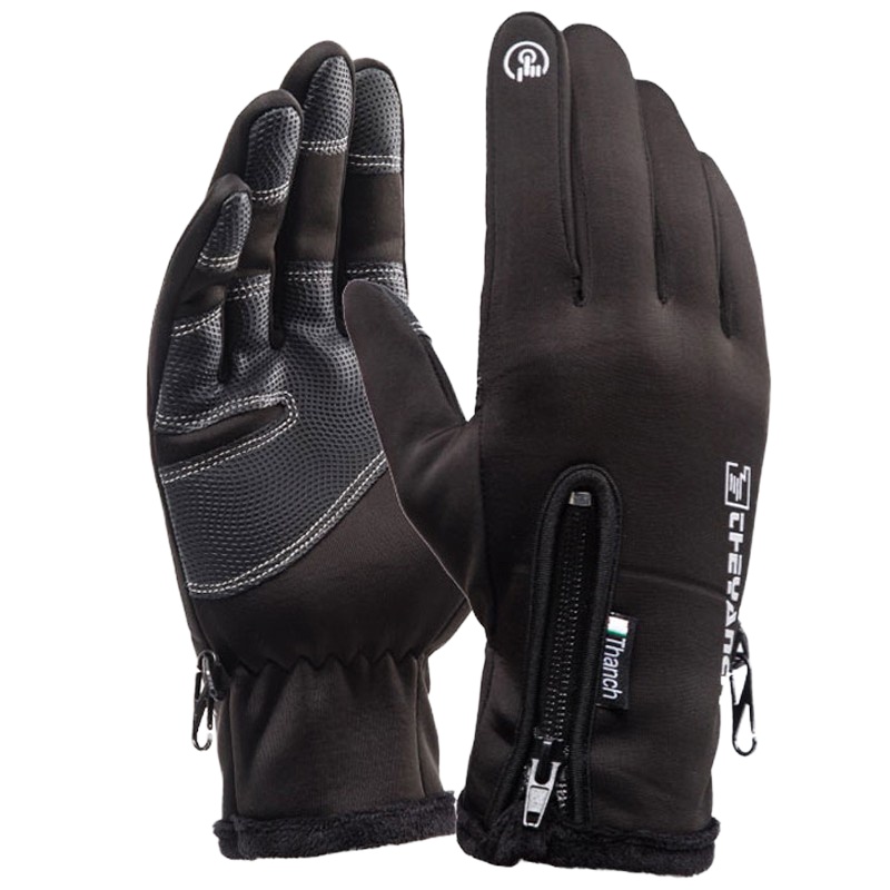 企购优品户外防水手套冬季拉链触屏男女防风自行车电动车摩托车手套保暖运动加绒登山滑雪骑行装备