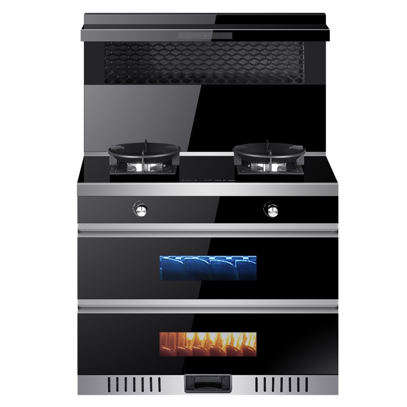 英国YUKIDA集成灶一体灶家用下排侧吸自动清洗蒸烤箱油烟机环保灶90L天然气