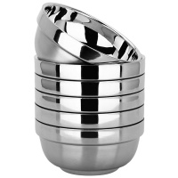 不锈钢碗 汤碗面碗10只装12cm 加厚双层隔热