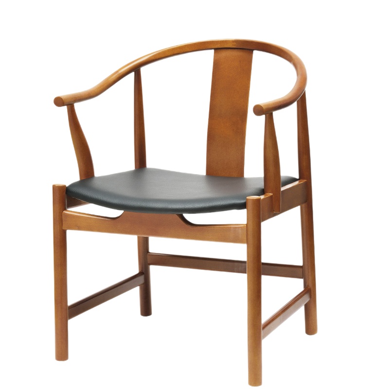 星威 新中式书房原木实木椅北欧简约纯实木餐厅椅太师扶手椅书房办公室电脑实木靠背椅子