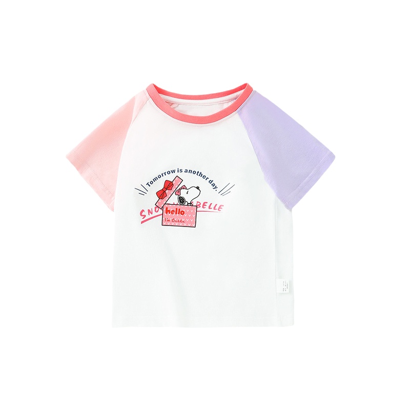 史努比[甜美纯棉插肩袖T恤]21夏季新款时尚可爱公主风甜美女童t恤