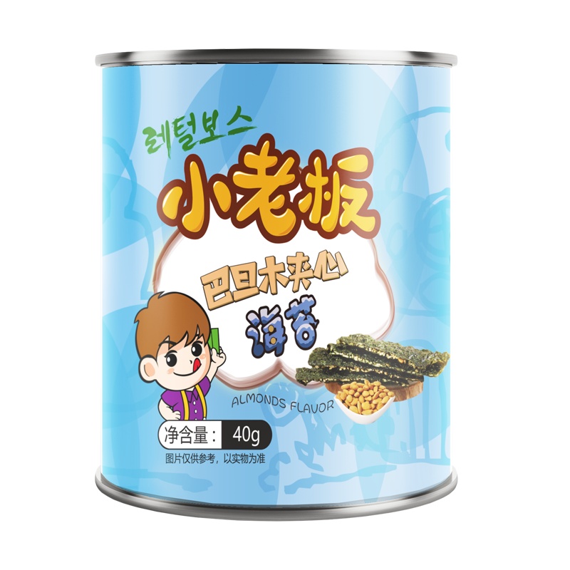 小老板海苔巴旦木夹心海苔40g即食海苔零食儿童夹心脆