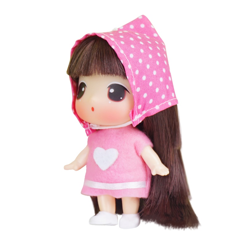 玩具女孩冬己迷糊娃娃换装女孩公主玩偶迷你可爱萌搪胶娃娃生日礼物FDE0901（小粉天使）