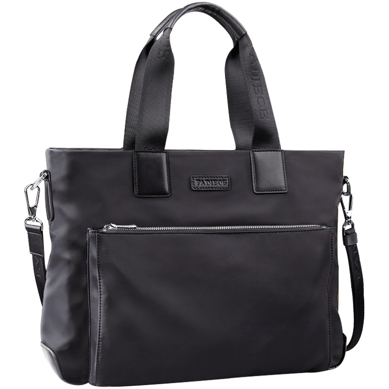 【顺丰配送】padieoe帕迪欧简约男包男士手提包帆布尼龙包男韩版休闲单肩斜挎包 [黑色]