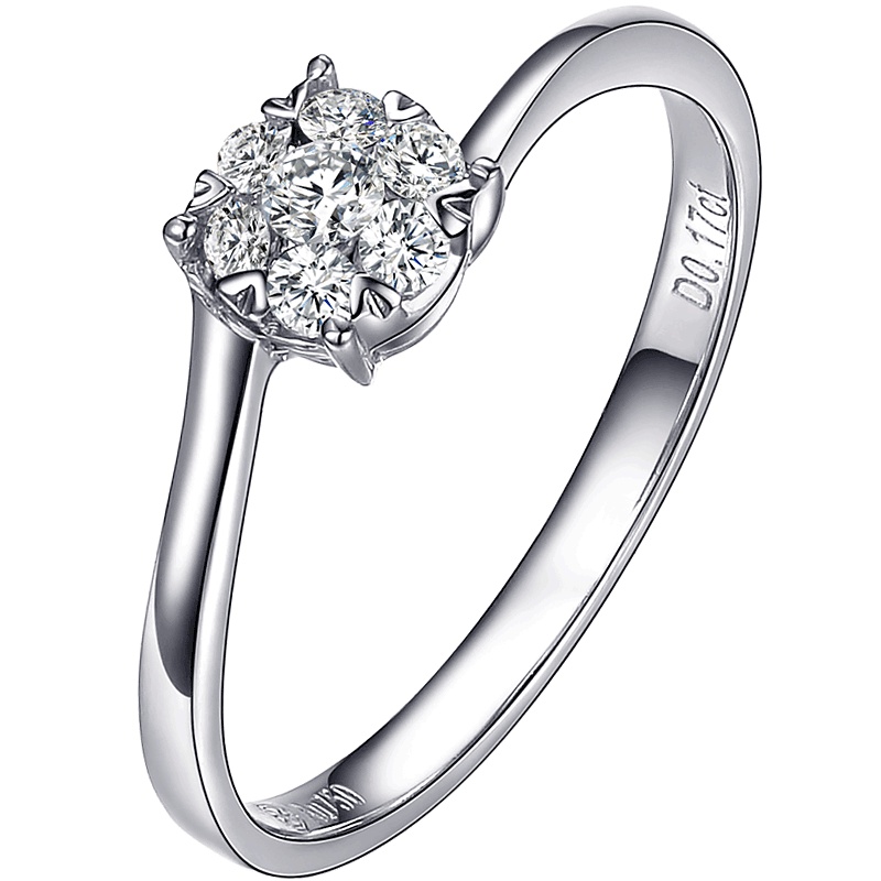 钻石世家 18K金钻石戒指 幸福捧花结婚戒指 群镶50分效果钻戒时尚女戒 主石I-J色共15分