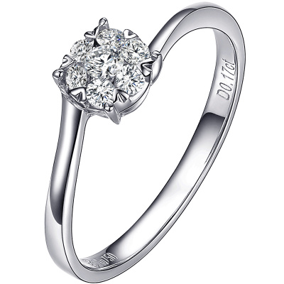 钻石世家 18k金钻石戒指 幸福捧花结婚戒指 群镶50分效果钻戒时尚女戒