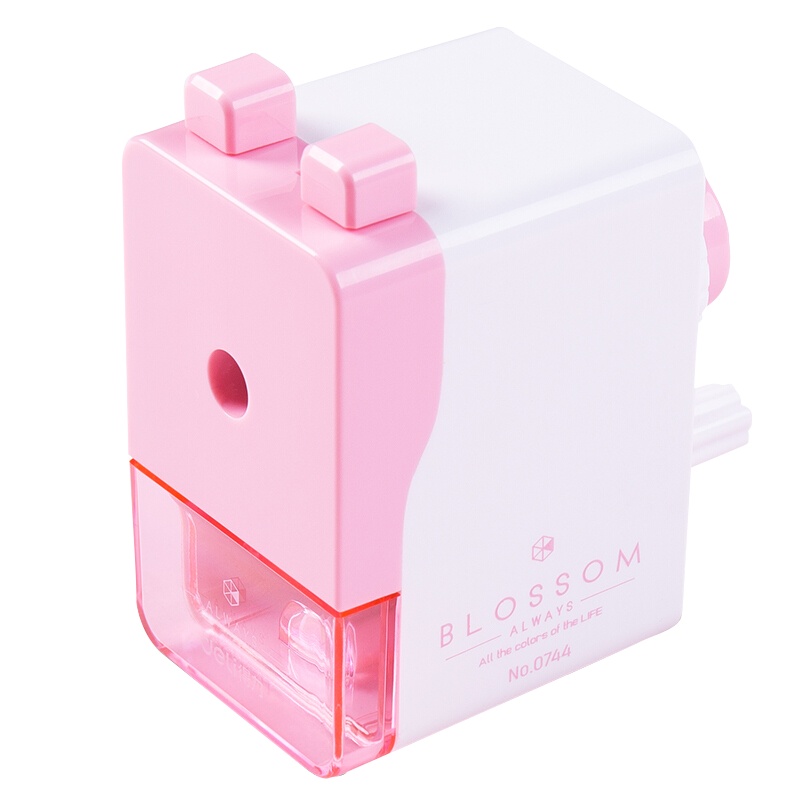 得力deli0744手摇转笔刀削笔器简约韩国风小清新创意卡通可爱自动铅笔刀多功能卷笔刀文红色