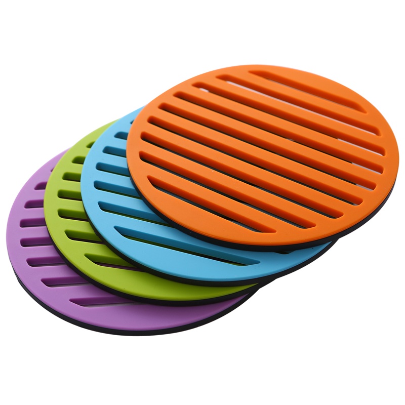 双枪(Suncha) 圆形餐桌合金硅胶隔热垫套装厨房小工具锅垫碗垫盘子垫餐垫防水防烫防滑垫 天空蓝 DZ1131-B