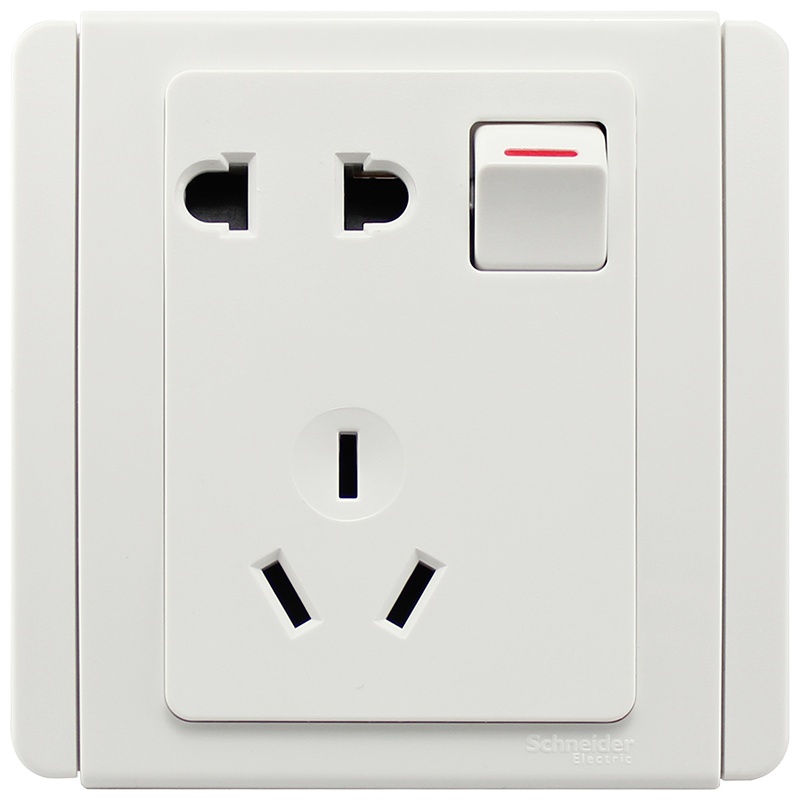 施耐德电气（Schneider Electric）带开关五孔插座 二三插电源插座86型 10A E3000都会白