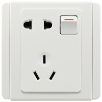 施耐德电气（Schneider Electric）带开关五孔插座 二三插电源插座86型 10A E3000都会白