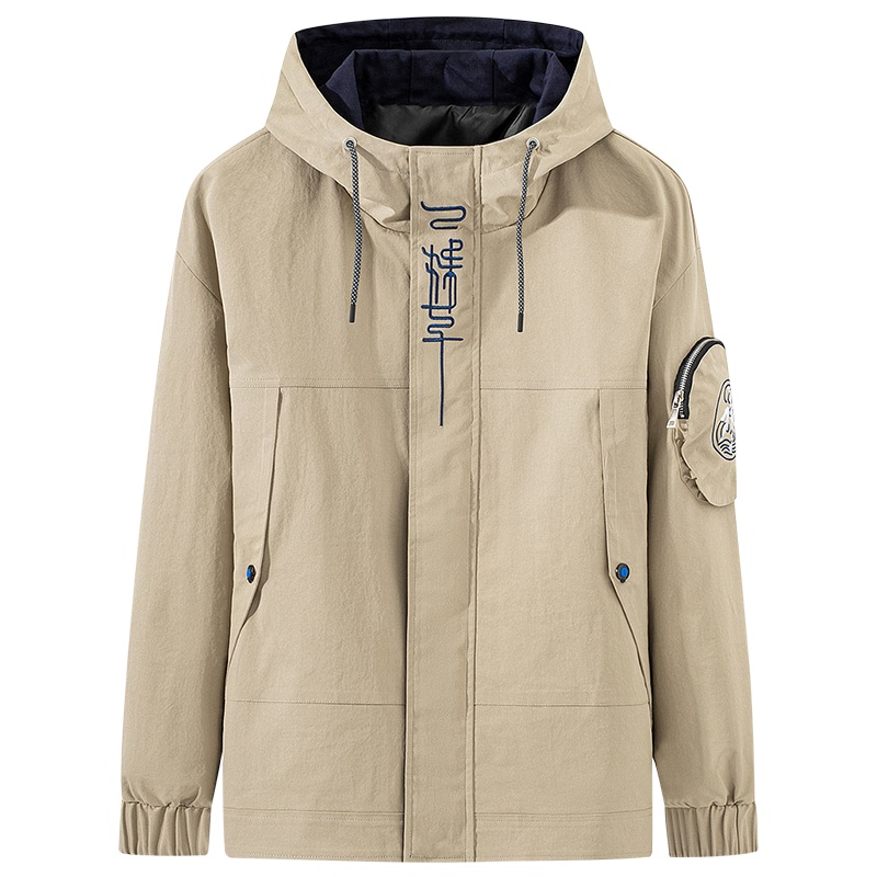 春秋薄款夹克连帽拉链大口袋工装痞帅外套男潮流百搭简约休闲衣服. MD2080