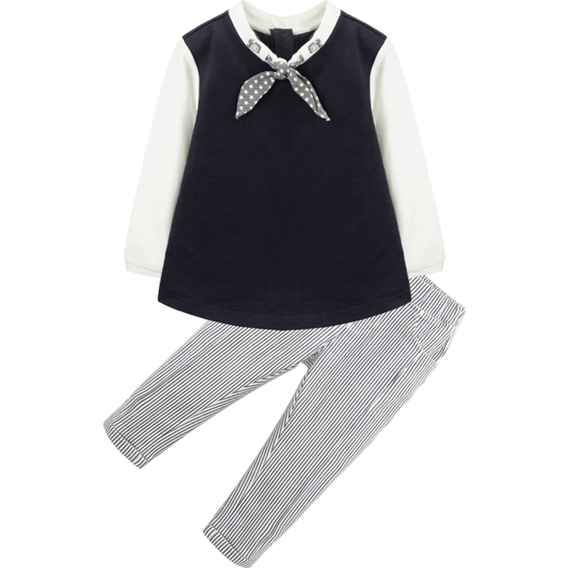 男女童春季套装长袖圆领英伦外出潮衣套装1-5岁