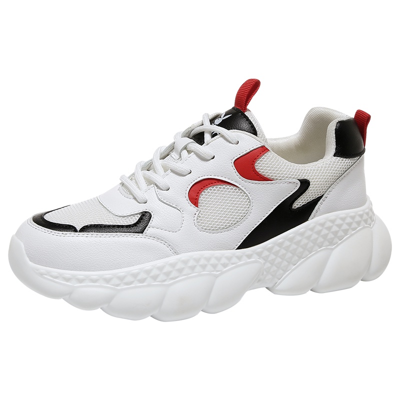 花花公子反光发光拼色老爹鞋网面透气女士运动鞋女跑步鞋休闲鞋