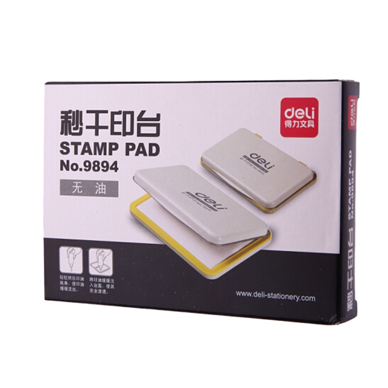 得力(deli) 9894 快干空白印台 金属外壳 办公财务速干印泥 白色